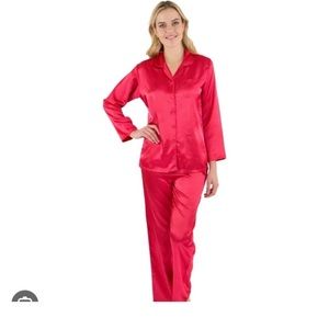 Red silk pajamas